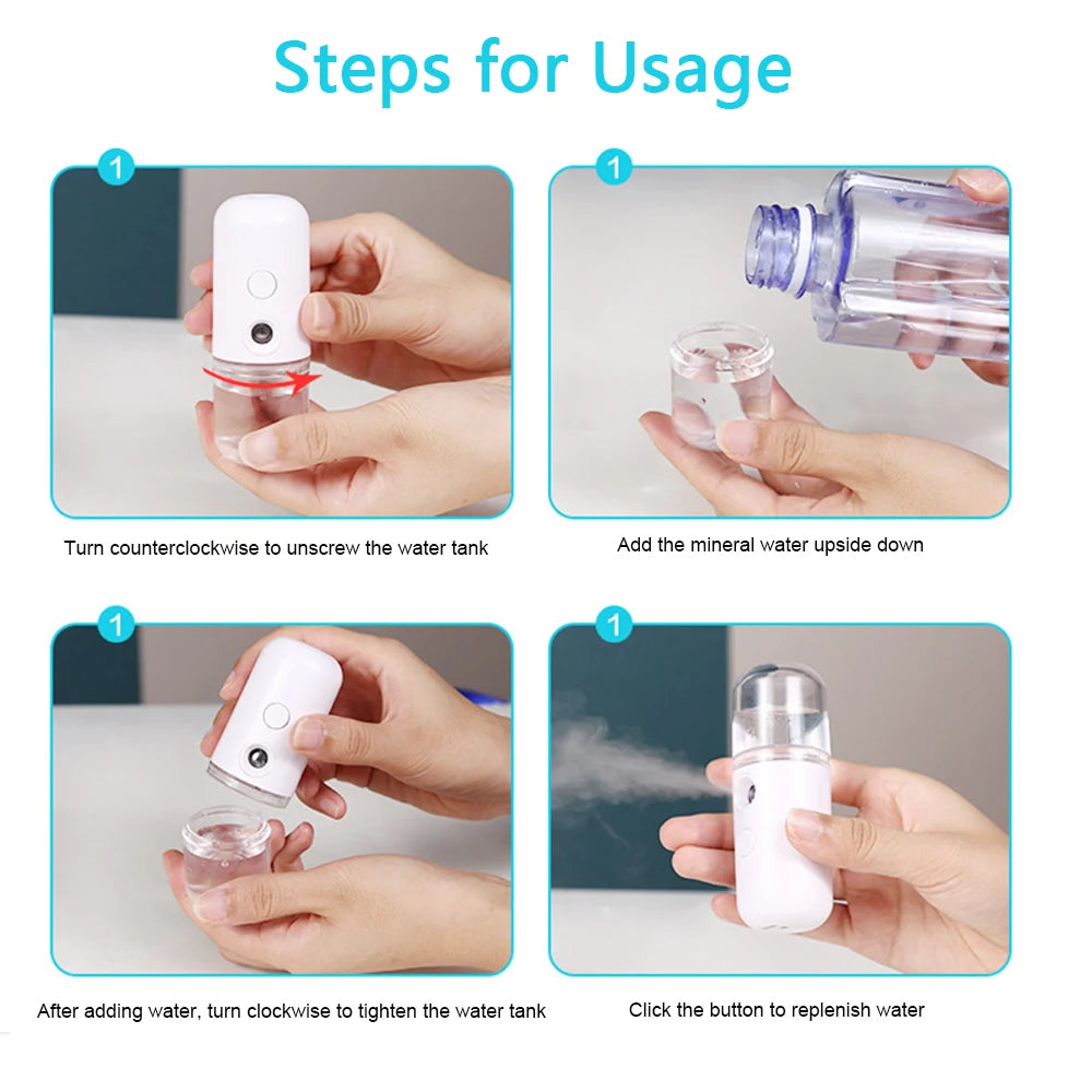 USB Mist Facial Sprayer  Humidifier Steamer